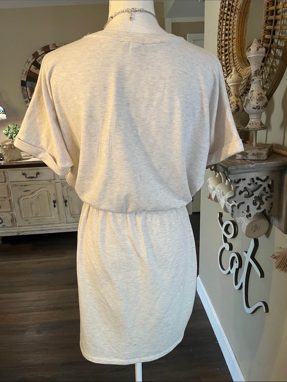 Express Cream Ruched Mini Dress - Picture 2 of 7
